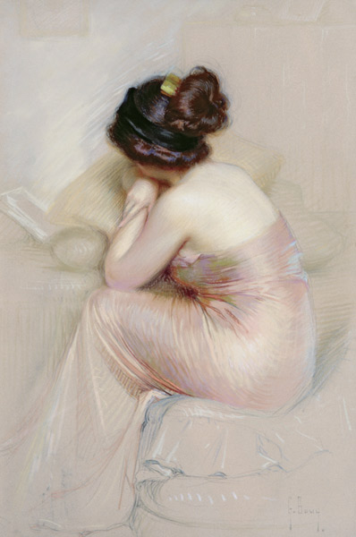 Study of Young Woman in a Satin Evening Dress van Gaston Bouy
