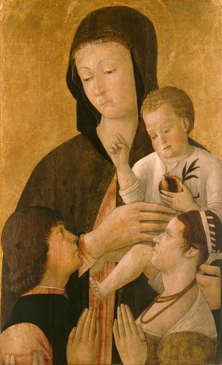 Madonna with child and two donors van Gentile Bellini