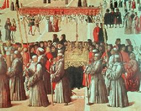 Procession in the St. Mark's Square, detail of the Basilica