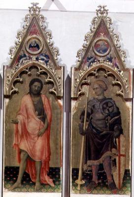 Two saints from the Quaratesi Polyptych: St. John the Baptist and St. George 1425 (tempera on panel) van Gentile da Fabriano