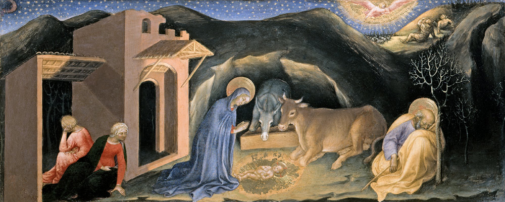 Adoration of the Magi Altarpiece; left hand predella panel depicting the Nativity van Gentile da Fabriano