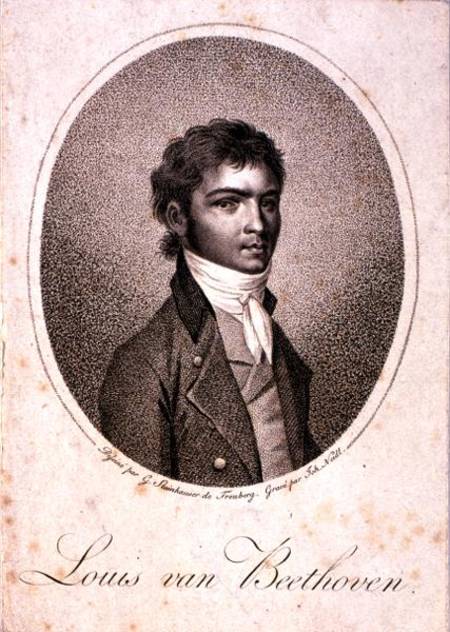 Portrait of Louis van Beethoven (1712-73) engraved by Johann Joseph Neidl (1776-1832) van Georg Andreas Steinhauser