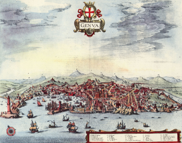 Genoa , Cityscape van Georg Braun