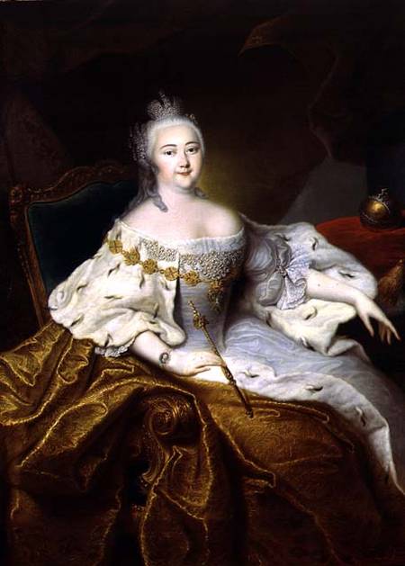 Portrait of the Empress Elizabeth Petrovna van Georg Christoph Grooth