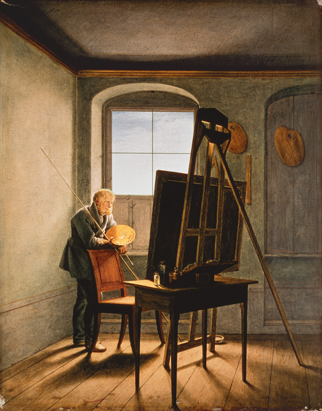 Caspar David Friedrich in seinem Atelier van Georg Friedrich Kersting