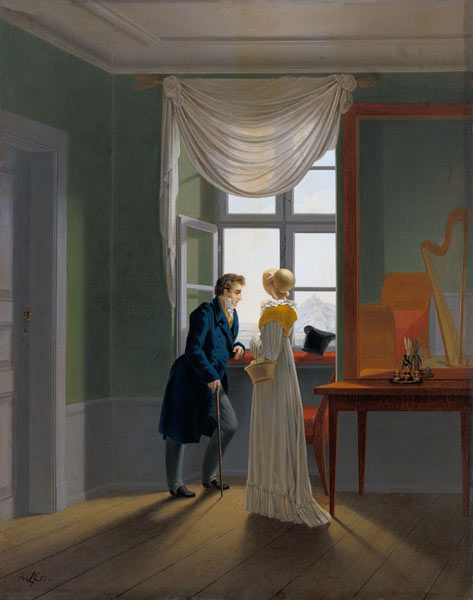 Paar am Fenster van Georg Friedrich Kersting