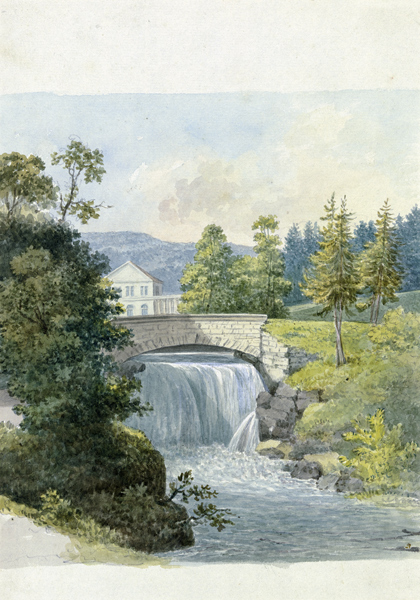 Wasserfall in Wilhelmstal bei Eisenach van Georg Melchior Kraus