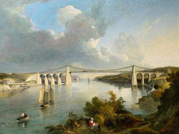 The Menai Bridge, North Wales van George Arnald