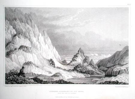 Iceberg adhering to icy reef, with the view to seaward, from 'Narrative of a Journey to the Shores o van George Back
