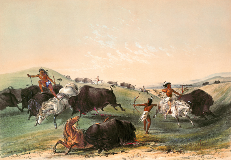 Buffalo Hunt, plate 7 from Catlin's North American Indian Collection, engraved by McGahey, Day and H van George Catlin