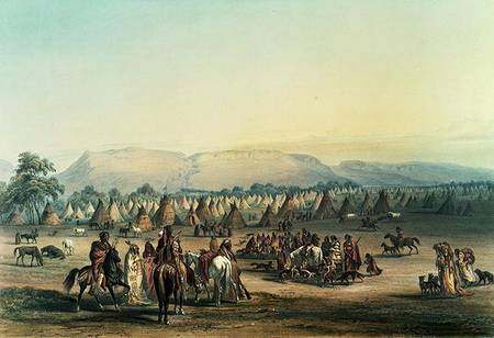 Camp of Piekann Indians van George Catlin