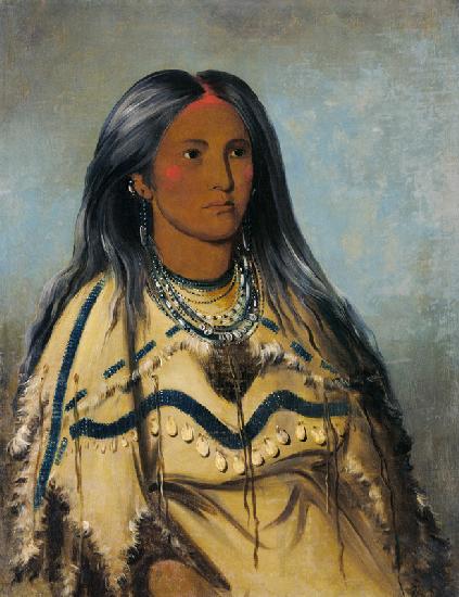 'Mint', a Mandan Indian girl, 1832 (colour litho)