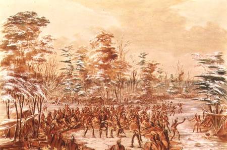 De Tonty Suing for Peace in the Iroquois Village in January 1680 van George Catlin
