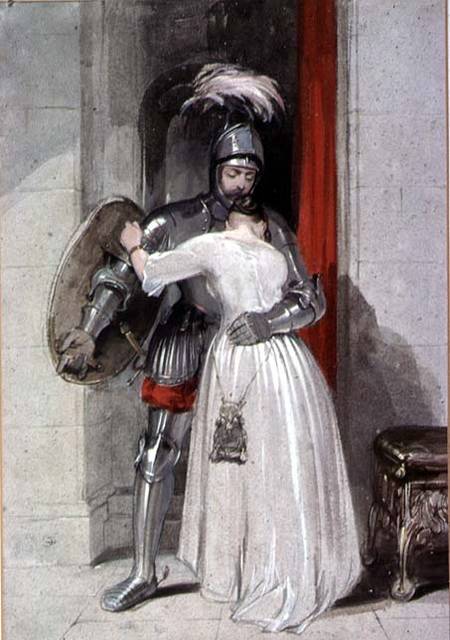 Lady and Knight (watercolour) van George Cattermole