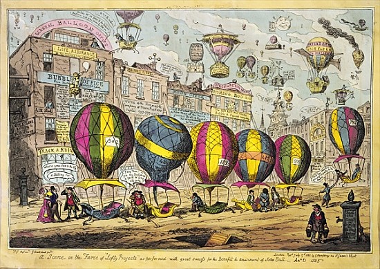 Scene in the Farce ''Lofty Prospects'' as performed with great success for the Benefit and amusement van George Cruikshank