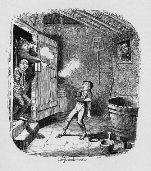 The Burglary, from ''The Adventures of Oliver Twist'' Charles Dickens (1812-70) 1838, published by C van George Cruikshank