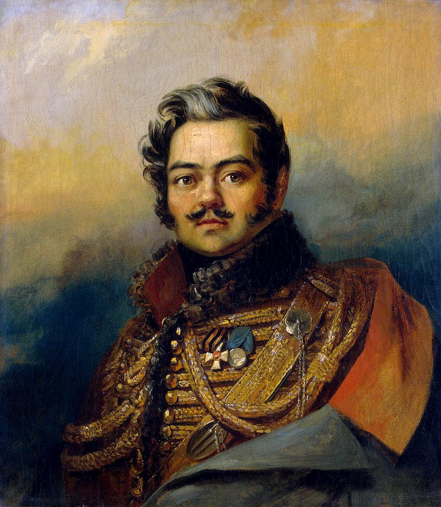 Portrait of Denis Davydov (1784-1839), soldier and poet van George Dawe