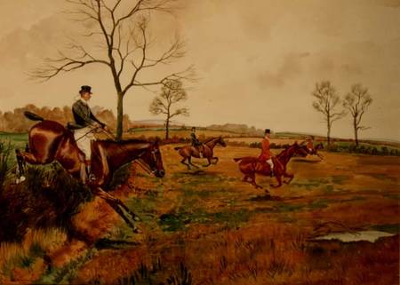 Hunt at Full Gallop van George Derville Rowlandson