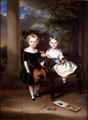 Portrait of two children called Herbert and Rose, 1844 at Poona, India