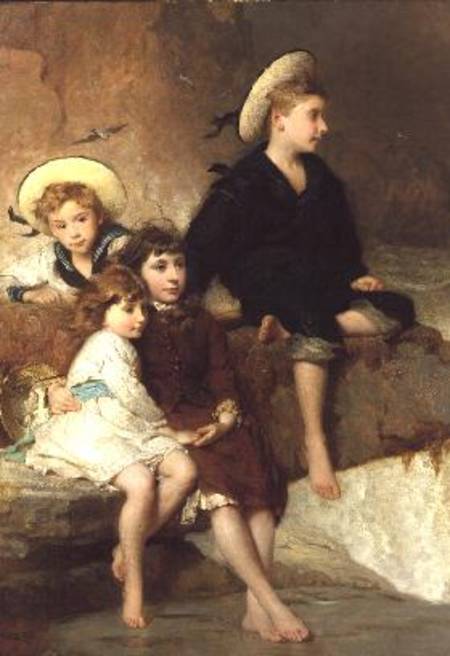 The Children of Sir Hussey Vivian at the Seaside van George Elgar Hicks