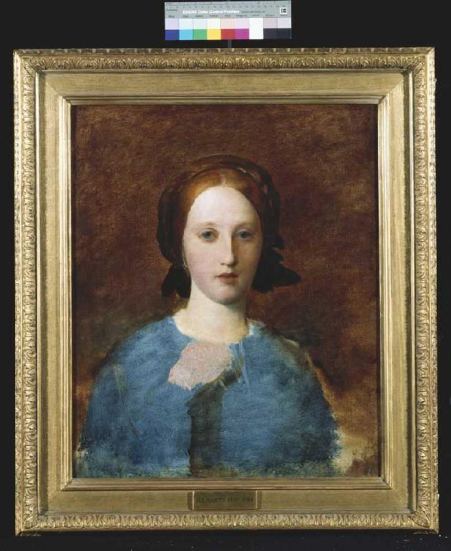 Portrait von Mrs Prescott Decie in einem blauen Kleid (Skizze). van George Frederick Watts