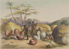Gudu's Kraal at the Tugala, Women making Beer, plate 26 from 'The Kafirs Illustrated', 1849 (litho)