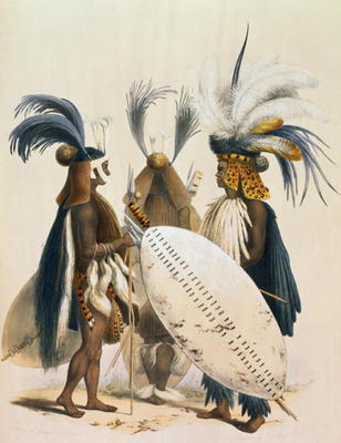Zulu Soldiers of King Panda's Army, plate 20 from 'The Kafirs Illustrated', 1849 (litho) van George French Angas