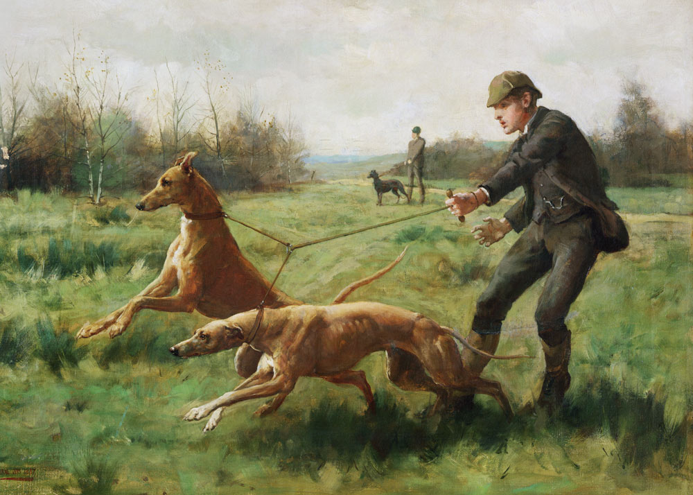 Exercising Greyhounds van George Goodwin Kilburne