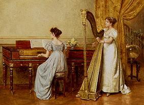 Zwei musizierende Frauen in einem Innenraum. van George Goodwin Kilburne
