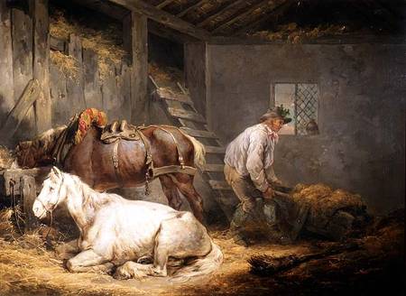 Horses in a stable van George Morland