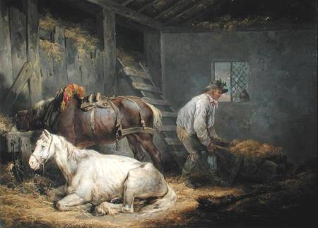 Horses in a Stable van George Morland