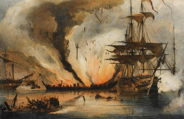 The Naval Battle of Navarino on 20 October 1827 van George Philip Reinagle
