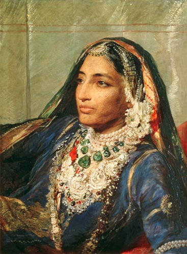Portrait of Rani Jindan Singh, In An Indian Sari van George Richmond