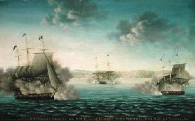 Capture of the US Frigate 'Essex' by B.M Frigate 'Phoebe' and sloop 'Cherub' in the bay of Valparais
