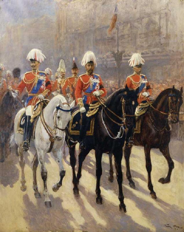 König George V bei einer Prozession van George Scott