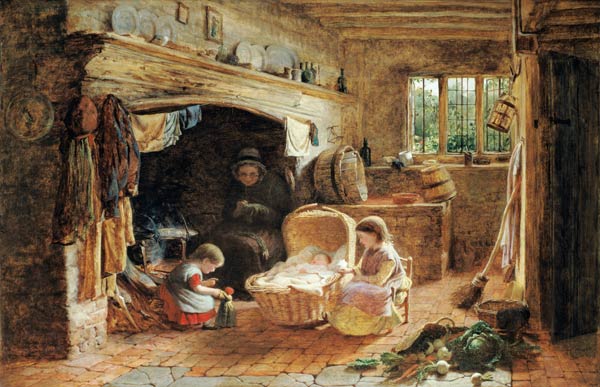 A Cottage Fireside van George Smith