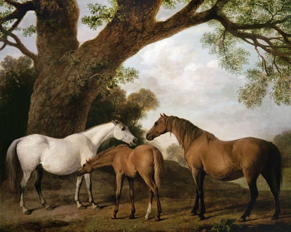 Two Shafto Mares and a Foal van George Stubbs