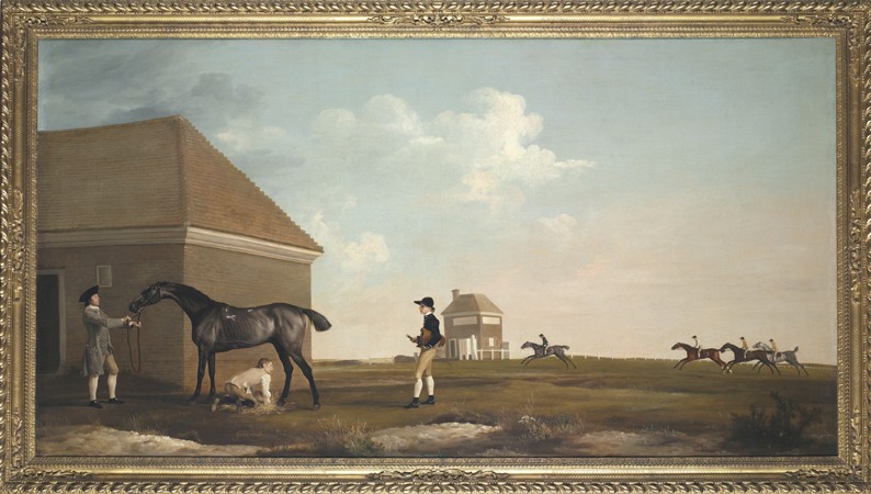 Gimcrack on Newmarket Heath, with a Trainer, a Stable-Lad, and a Jockey van George Stubbs