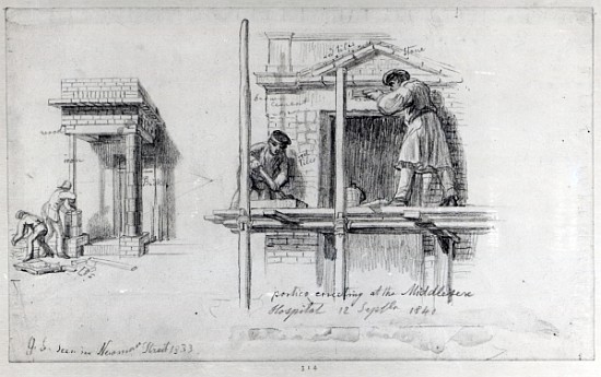 Erecting Porticos at Newham Street and Middlesex Hospital, London, 1833 and 1840 van George the Elder Scharf