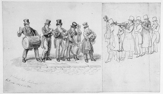 London Street Musicians, c.1820-30 van George the Elder Scharf