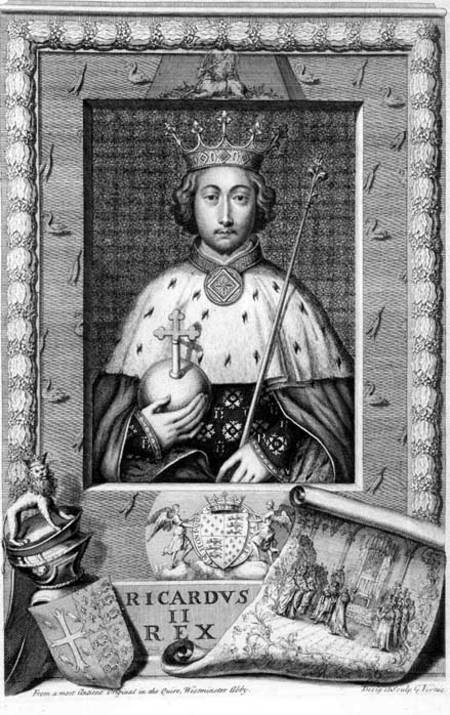 Richard II (1367-1400) King of England 1377-99, after a painting in Westminster Abbey, engraved by t van George Vertue
