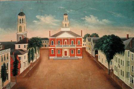 Fireboard depicting a View of Court House Square, Salem van George Washington Felt