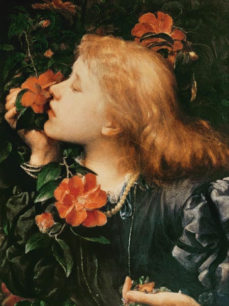 Portrait of Dame Ellen Terry (1847-1928) c.1864 (oil on strawboard) van George Frederic Watts