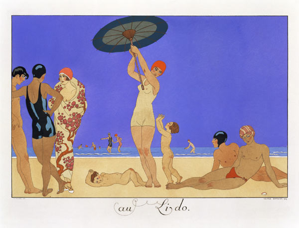 At the Lido, engraved by Henri Reidel, 1920 (litho) van Georges Barbier