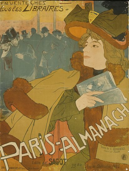 French poster advertising the Paris Almanac, printed by Bourgerie, Paris van Georges de Feure