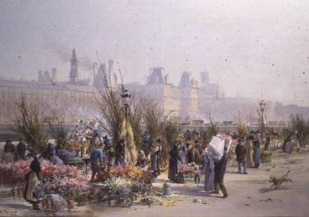 Flower Market by the Seine van Georges Fraipont