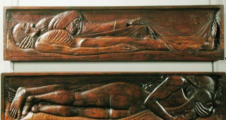 Death, wooden bed panel van Georges Lacombe