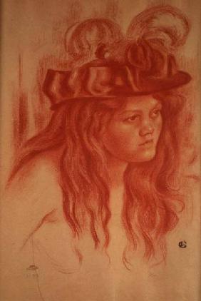 Young Girl with a Hat (crayon)