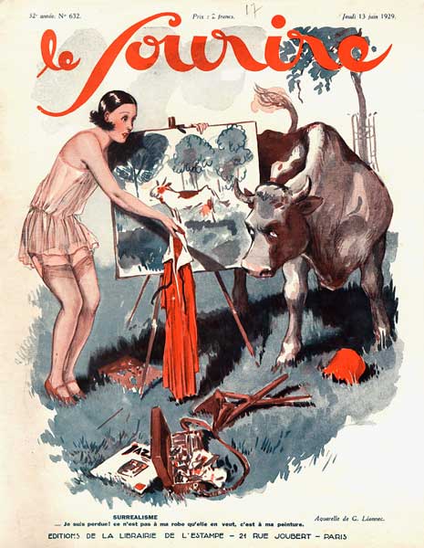 Front cover of ''Le Sourire'', 1929 (colour litho)  van Georges Leonnec