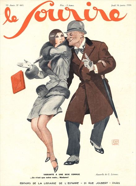 Front cover of ''Le Sourire'', January 1930 (colour litho)  van Georges Leonnec